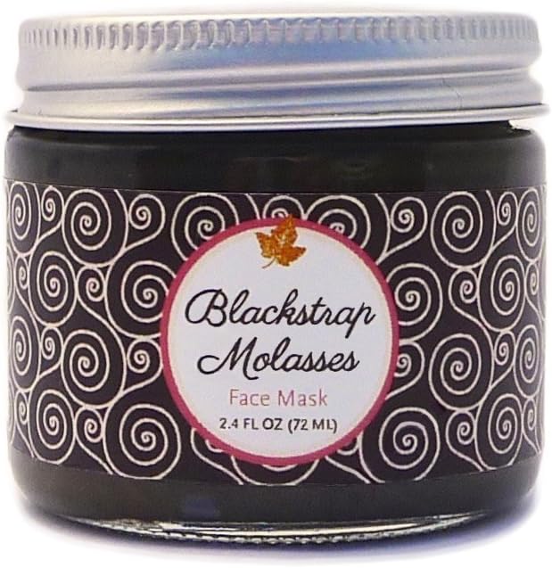Organic Blackstrap Molasses Moor Mud Face Mask with Moroccan Red (Rhassoul) Lava Clay, and Rose Hydrosol, Geranium, Pracaxi Oil, Active Vitamin C; All Natural, Vegan (2.4 fl oz)