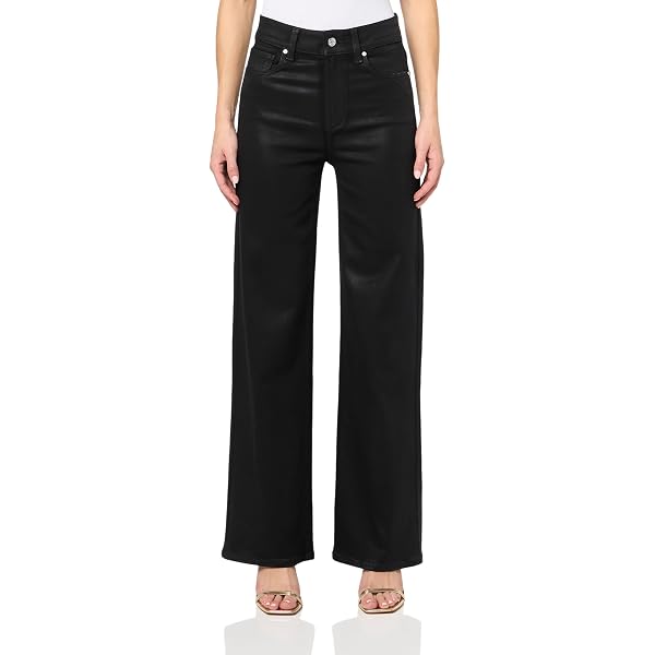 PAIGE Women's High Rise Laurel Canyon Flare Pants - Coated Denim, Seamed Pockets