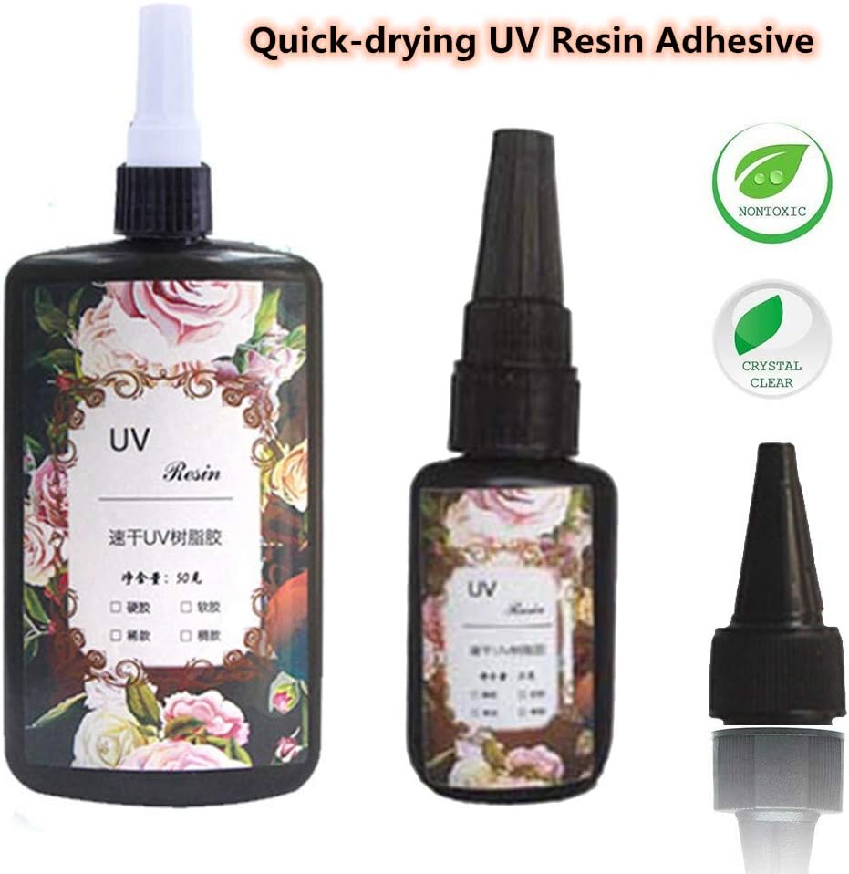 UV Resin - Crystal Clear Hard Type Glue Ultraviolet Curing Resin for DIY Jewelry Making Craft Curing - Quick-Drying UV Resin Adhesive DIY Crystal Clear Glue,for Resin Mold,Casting & Coating -50g (B)