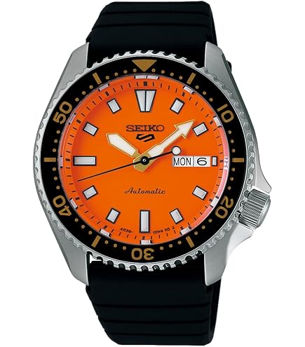 Amazon.com: SRPL89 Seiko 5 SKX 42.5mm - Orange on Rubber Strap