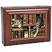 Cottage Garden Cat Sleeping in Library Woodgrain Rope Trim Music Box Plays That's What Friends are for