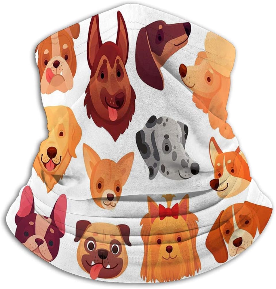 Microfiber Neck Scarf Warmer Headwear Face Cover Mask cute dog face