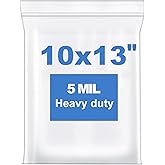 Somoga 20 PCS 10" x 13" Thick 5 Mil Large Clear Zip Poly Bags Plastic Reclosable Zip Seal Lock Bags Heavy-Duty Clothing T-Shi