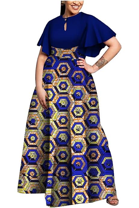 BAZINRICHE African Dress for Women Wax Print Ankara Long Sleeve Dresses  Plus Size Clothing at Amazon Women's Clothing store