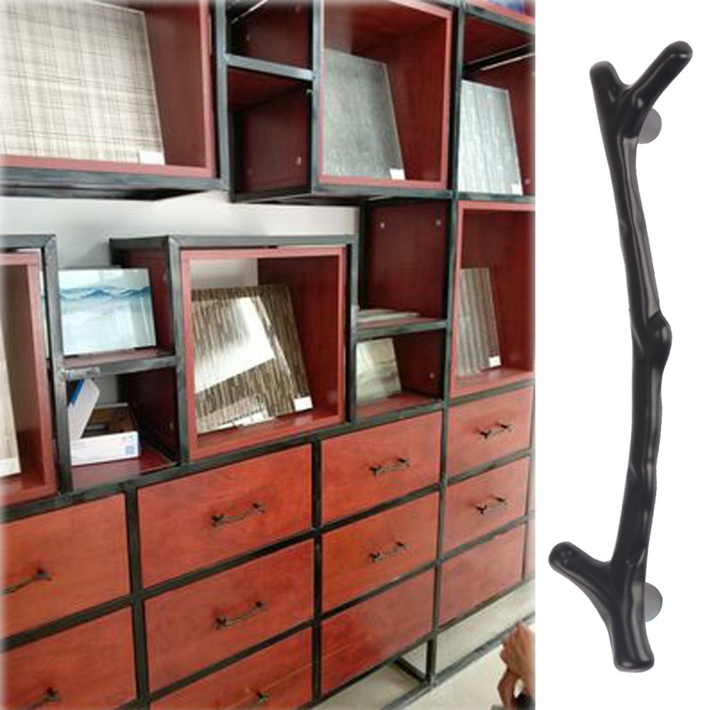 MyArmor 10pcs Modern Zinc Alloy Tree Branch Twigs Knob Pull Handle 122mm Length Minimalist Creative for Kitchen Cabinet Cupboard Closet Drawer Furniture Kids Bedroom (Black)