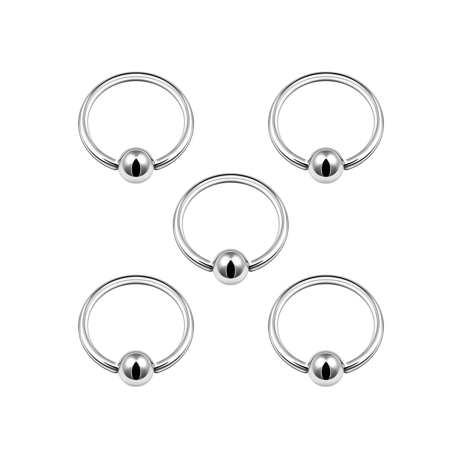 BanaVega 5PCS Stainless Steel Captive Hoop Ring 18g 5/16 8mm 3mm Ball Cartilage Tragus Nose Earrings Eyebrow Piercing Jewellery 5002