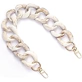 AUMEY 18 inch Oval Acrylic Chain and Clear Hand Bag Chain Set with Buckles