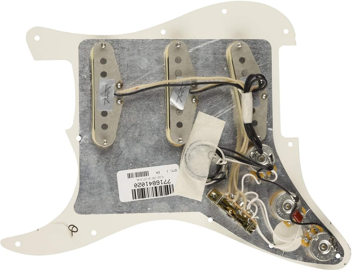 Fender Pre-wired Stratocaster Pickguard Strat Original '57/'62 Pickups, White, Black, Einheitsgröße - Image 3