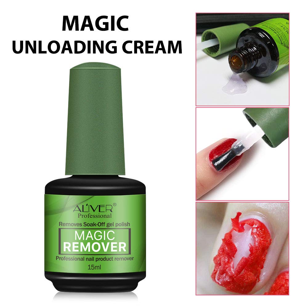 Magic Nail Polish Remover, (2Pcs) Easily & Quickly Removes Soak-Off Gel Polish, Don't Hurt Nails, Professional Non-Irritating Nail Polish Remover-15ml : Beauty