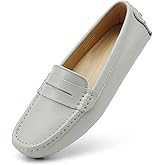 Artisure Women's Classic Comfort Leather Penny Loafers Casual Slip-Ons Lightweight Walking Flats Driving Mocs Boat Shoes