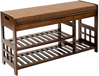 【Nueva versión】 Zapatero de banco (35.2" x 11.4" x 19.1") 2 niveles de