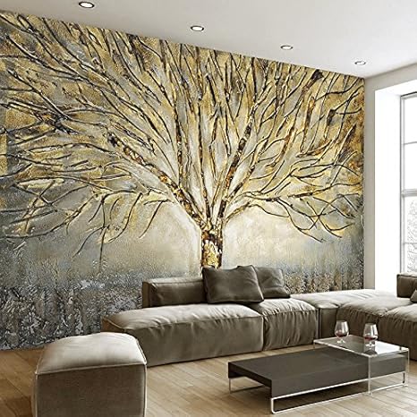 Amazon Com Mznm Custom 3d Wall Murals Wallpaper Modern Fashion Abstract Art Relief Oil Painting Tree Living Room Tv Background Mural Wall Paper 200x140cm Home Kitchen