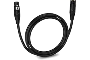 LyxPro 6 Feet XLR Microphone Cable Balanced Male to Female 3 Pin Mic Cord for Powered Speakers Audio Interface Professional Pro Audio Performance and Recording Devices - Black