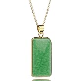Crystal Force Green Jade Pendant Necklaces for Women & Men, Gold Plated 925 Sterling Silver Jade Good Luck Gift Jewelry