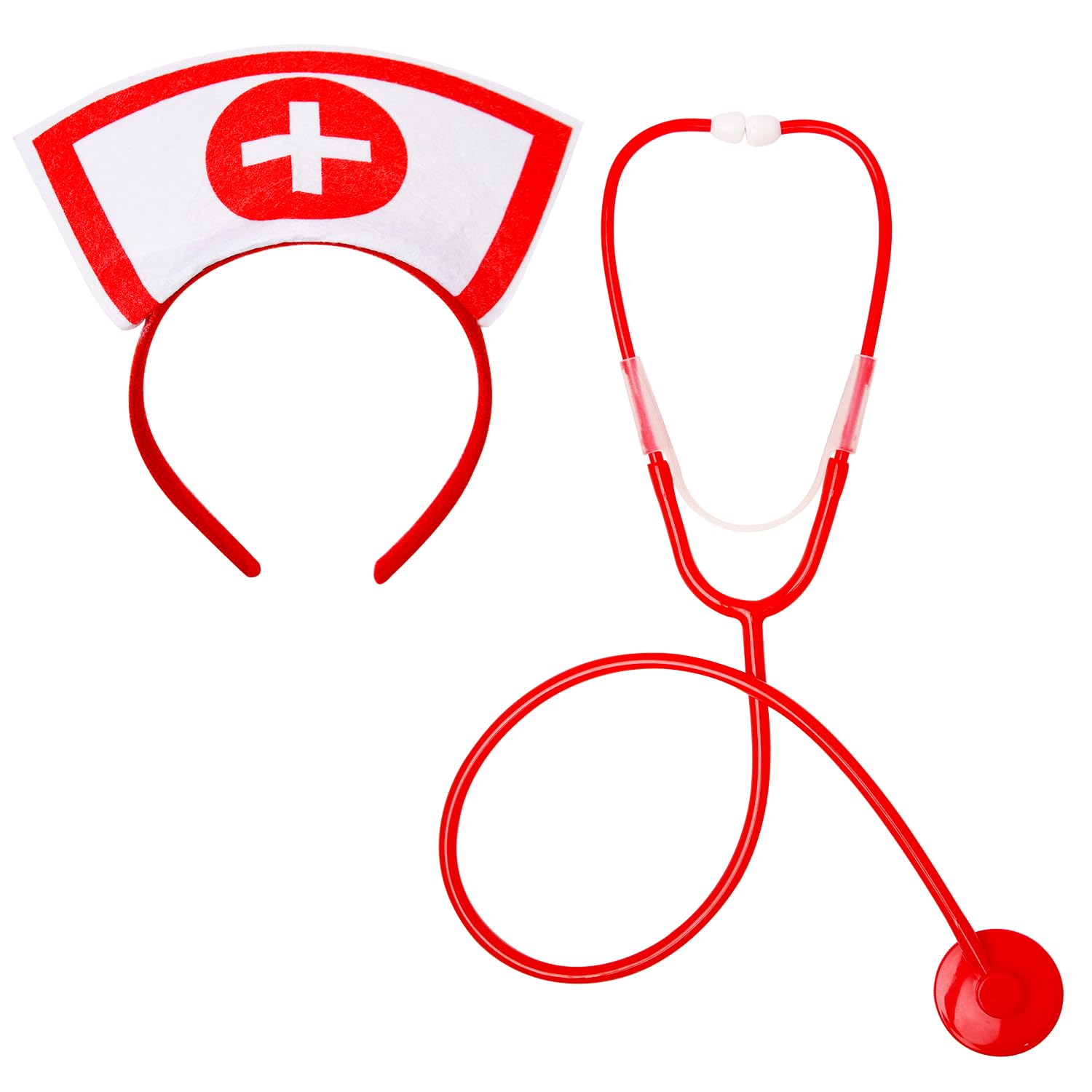 HIXNUG 2Pcs Adult Nurse Costume Accessory Headband and Stethoscope Halloween Nurse Fancy Dress Role Play Costume Set