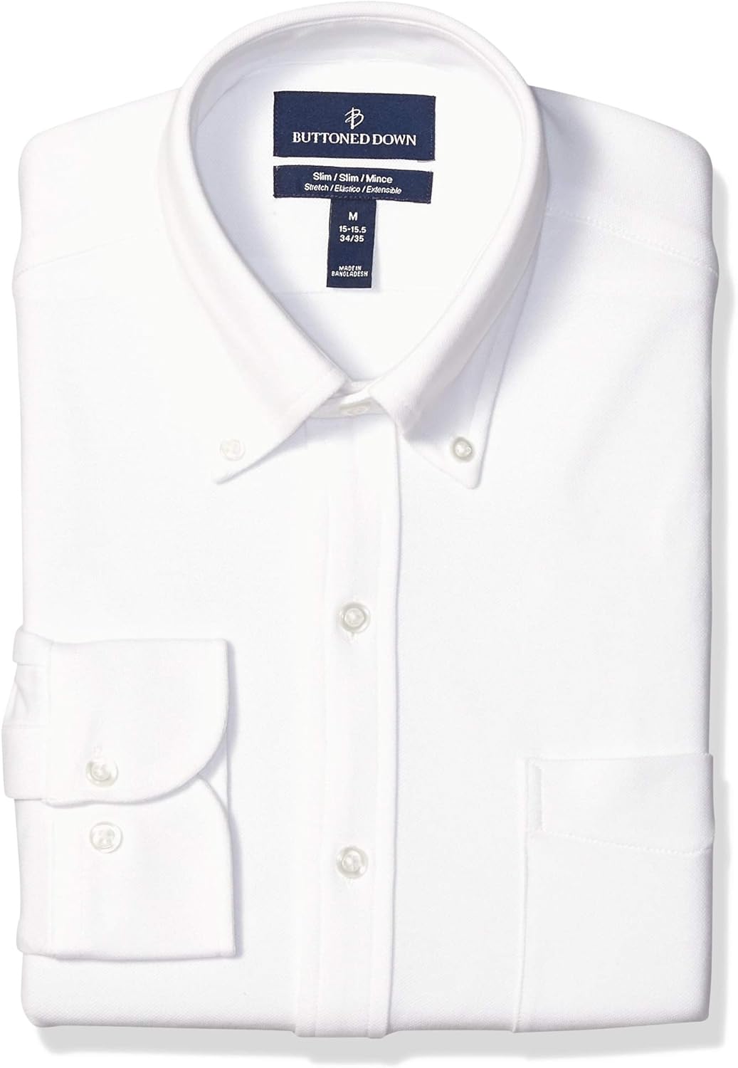  Brand - BUTTONED DOWN Men's Slim Fit Stretch Knit Dress Shirt, Supima Cotton, Button-Collar: Clothing