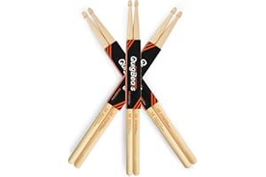 CONSDAN QuigBeats Drum Sticks, Premium Hickory 5B Drumsticks, Pitch Matched Drum sticks for Adults & Kids 3 Pairs