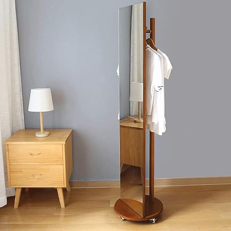 Amazon.de: Bodenhoher Spiegel aus massivem Holz, drehbarer
