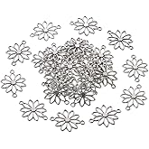 diyhub 60Pcs Flower Connector Charms, Sliver Alloy Daisy Flower Double Loop Pendants Alloy Links Connectors for Jewelry Making