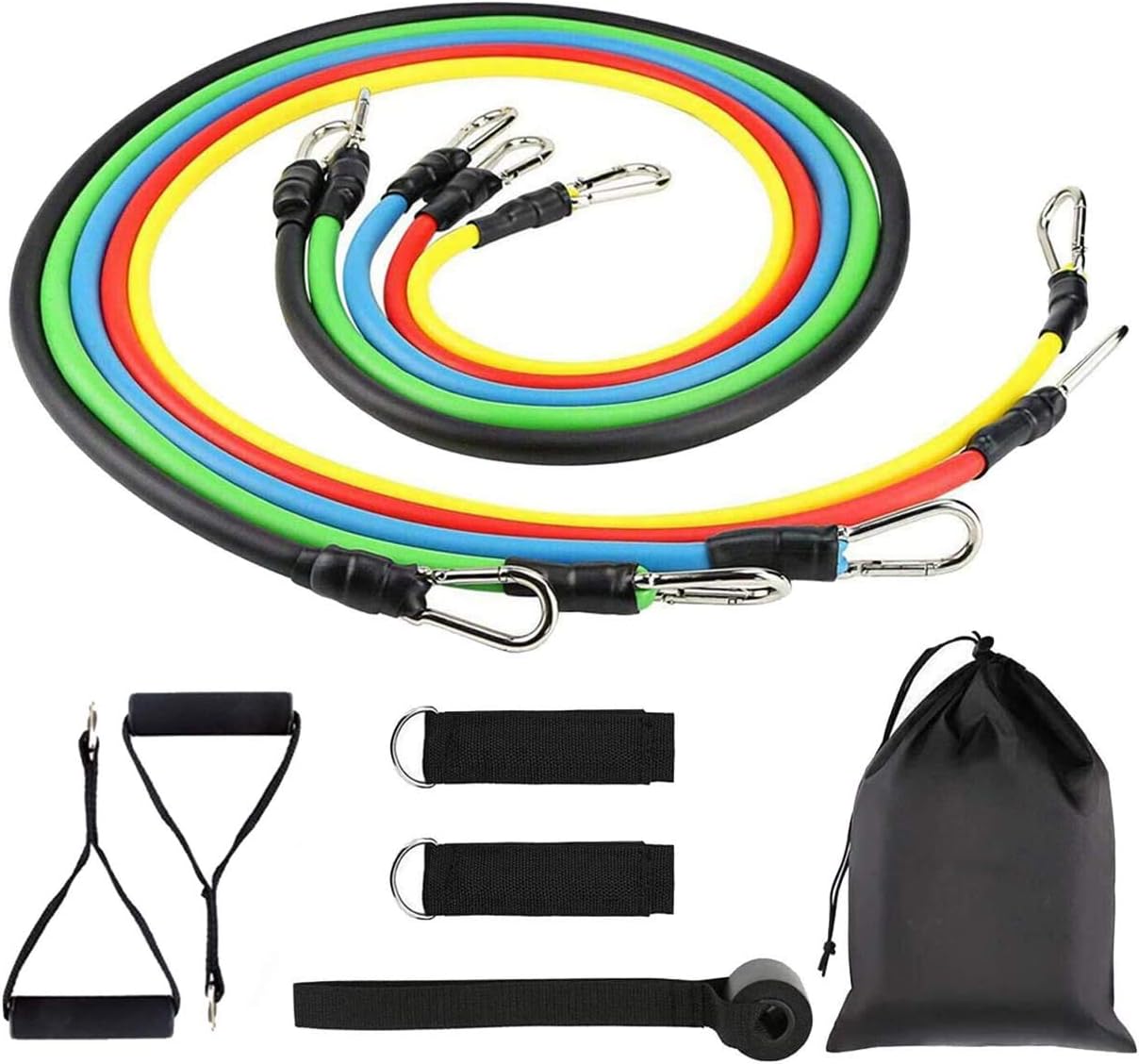 Dovio Resistance Bands Set - 5-Piece Exercise Bands - Portable Home Gym Accessories - Stackable Up to 100-150 lbs. - Perfect Muscle Builder for Arms, Back, Leg, Chest, Belly, Glutes