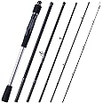 Goture Travel Fishing Rod - Spinning Fishing Rods - Portable 5/6 Sections Adjustable-Length Lightweight 24T Carbon Fiber Fishing Rods for Saltwater Freshwater Trout Bass Walleye Pike, Black