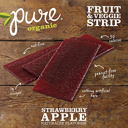 Pure Organic Strawberry Apple Fruit & Veggie Strip, Certified Organic, Gluten-Free, Non-GMO, Vegan, Kosher, Peanut Free, No Artificial Ingredeints, Fruit Snack, 0.49 ounce, 24 Count - Thumbnail 4