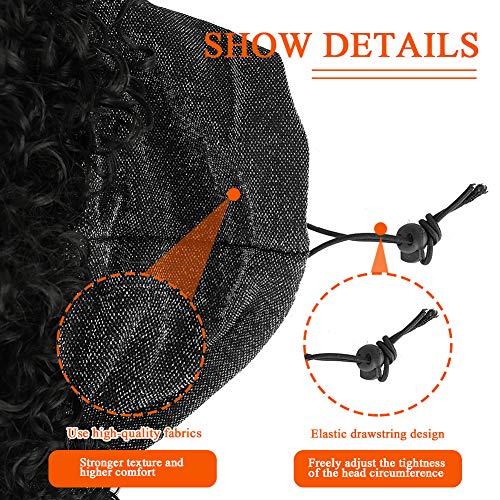 CINHOO-Afro-Kinky-Curly-Wigs-with-Headwrap-synthetic-fiber-Jerry-Curly-Afro-Puff-with-The-Cobalt-Silver-Cotton-Headband-Turban-Curly-Wave-Drawstring-Ponytail-2-in-1-Headband-Wig-for-Black-Women1B