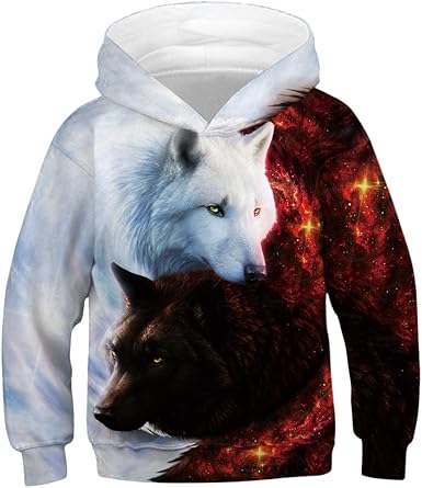 3d color block fire printed long sleeve hoodie