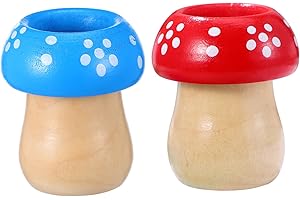 TOBBOMEY Lot de 2 petits kaléidoscope en bois en forme de champignon pour garçons - Couleur aléatoire unique