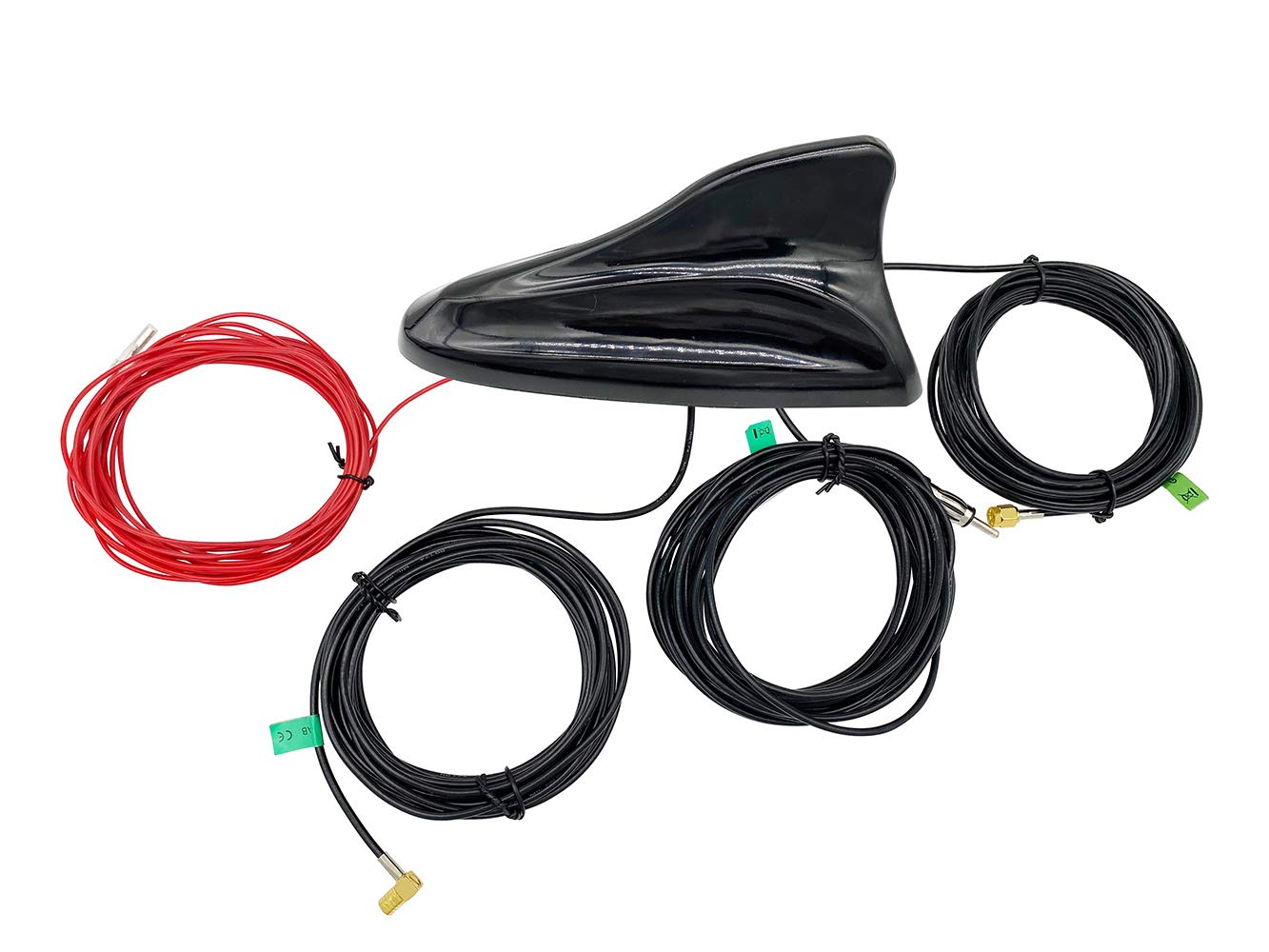 Vecys DAB DAB + Car Antenna Shark Fin FM/AM GPS Car Roof Antenna Signal Amplifier SMB to SMA to DIN Adapter 5m RG174 Extension Cable for Digital Radio Vehicle FM/AM Radio