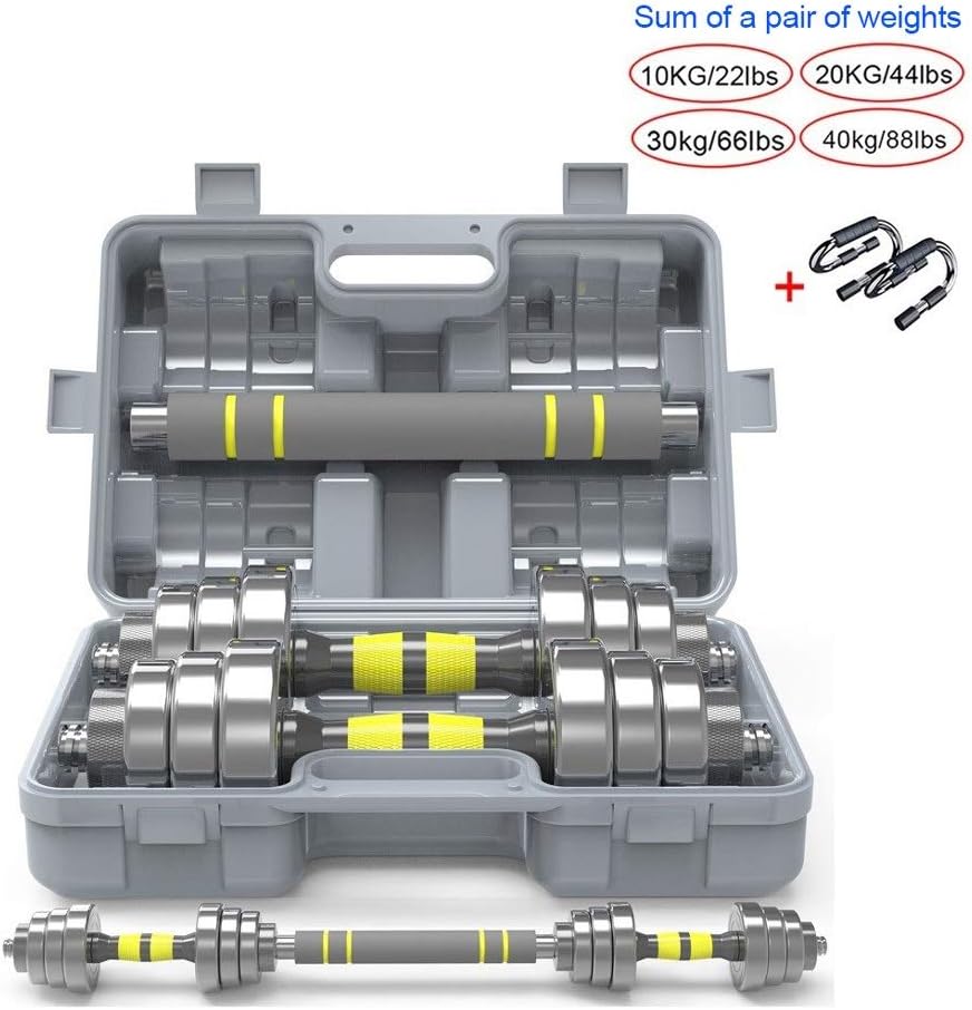 Heclong Dumbbells Set Large Dumb Bells Barbell Plating Pure Steel Handles Strength Weight Adjustable 10KG 20Kg 30KG Body Building，Gym Work Out Training