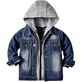 Cromoncent Boys Girls Hooded Denim Jacket Infant Toddler Kids Jean Jacket with Hood