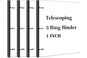 JISUSU 1INCH Telescoping 3 Ring Binder - 4PCS, Portable Plastic Binder with Telescoping Spine, 3 Ring Binder with Foldable Front Cover Holds 8.5" x 11" Paper for School,Office and Homes-White