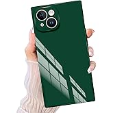 PSIOXY Compatible with iPhone 15 Case Rectangle for Women Men, Soft TPU Shockproof Full Lens Protection, Works with Magnetic Wireless Charging Cover Phone Case for iPhone 15 Green