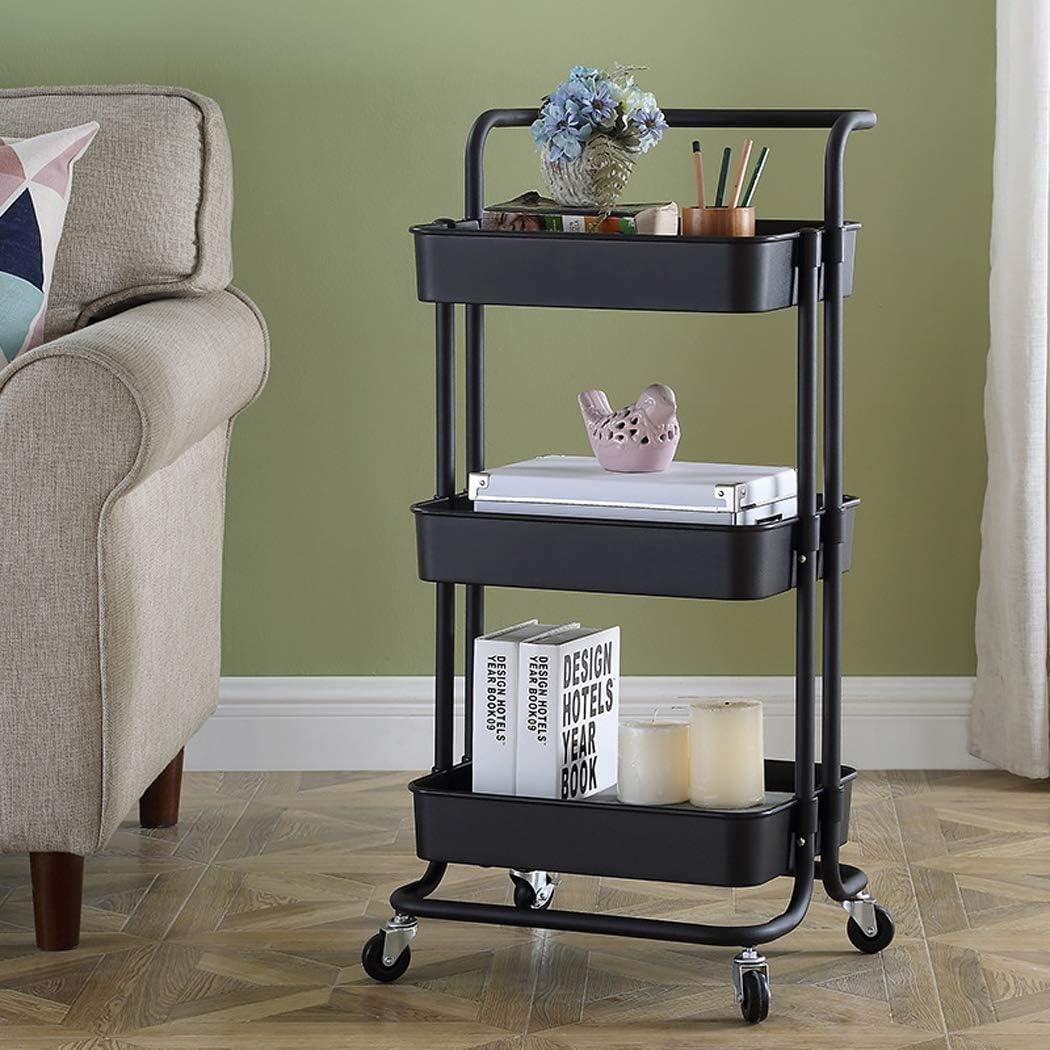 XMZFQ 3 Tier Rolling Cart ABS Resin Utility Cart with