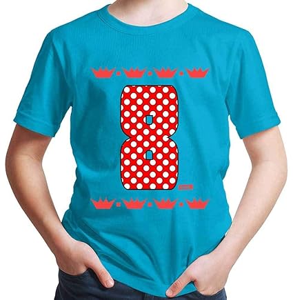 HARIZ Jungen T-Shirt Gepunktete Krone 8 Geburtstag Bday Geschenk Plus Geschenkkarten
