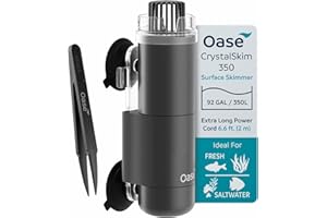 OASE CrystalSkim 350 Surface Skimmer for Freshwater and Marine Aquariums – Compact Internal Filter for Film Oil and Debris Removal, Quiet, Adjustable Flow, Shrimp-Safe, for Tanks up to 92 Gal / 350 L