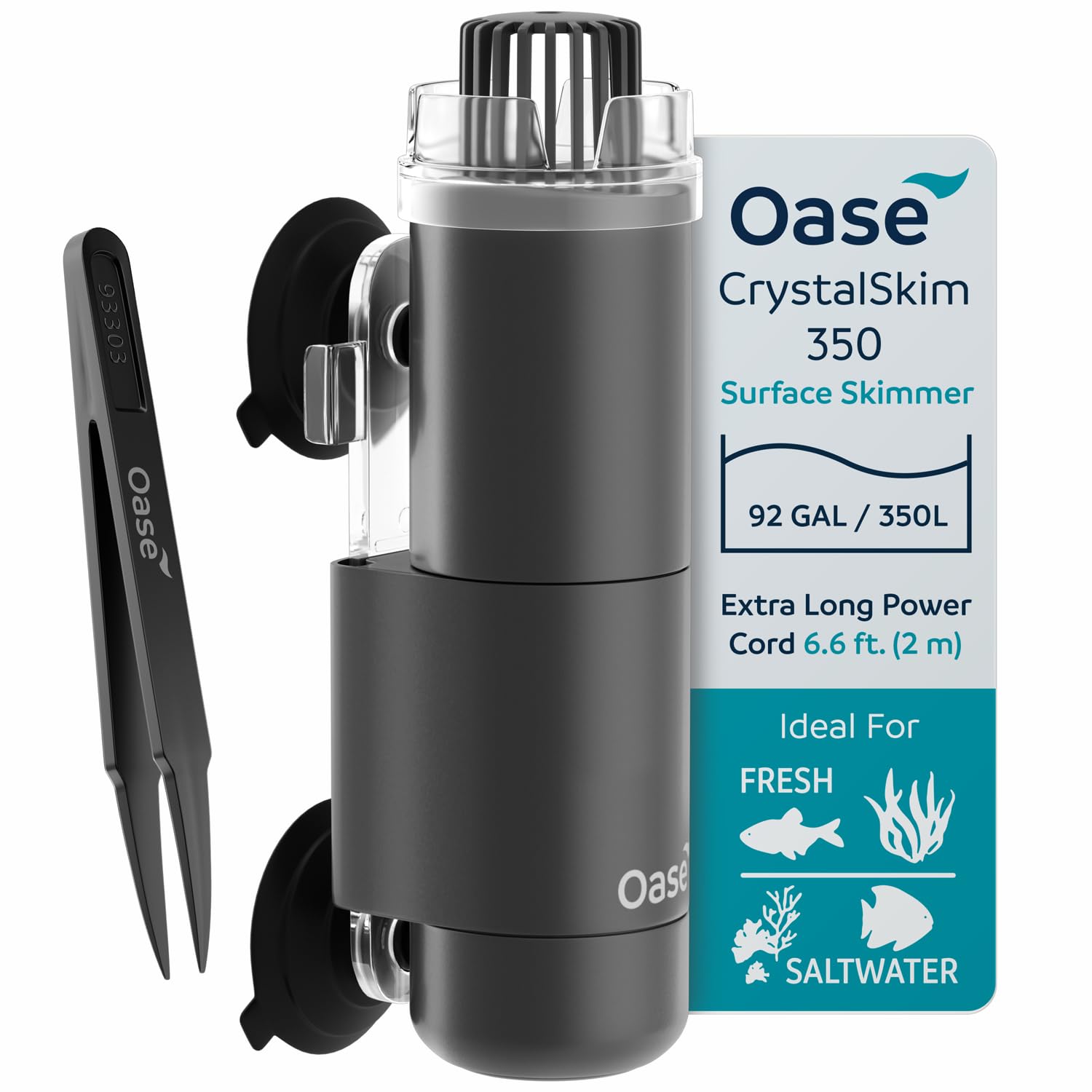 Photo 1 of OASE CrystalSkim 350 Surface Skimmer for Freshwater and Marine Aquariums – Compact Internal Filter for Film Oil and Debris Removal, Quiet, Adjustable Flow, Shrimp-Safe, for Tanks up to 92 Gal / 350 L