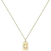 Pencros Gold Initial Necklaces for Women, 14K Gold Plated Letter Necklace Tiny A-Z Pendant Necklace Personalized Initial Tag Pendant Necklace for Women Trendy Gold Jewelry