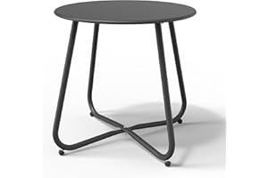 YARDGRACE Black Patio Side Table, 18" Weatherproof Steel Outdoor Indoor Side Table for Garden, Balcony, Pool & Tailgate, Rust-Resistant Lightweight Portable Patio End Table