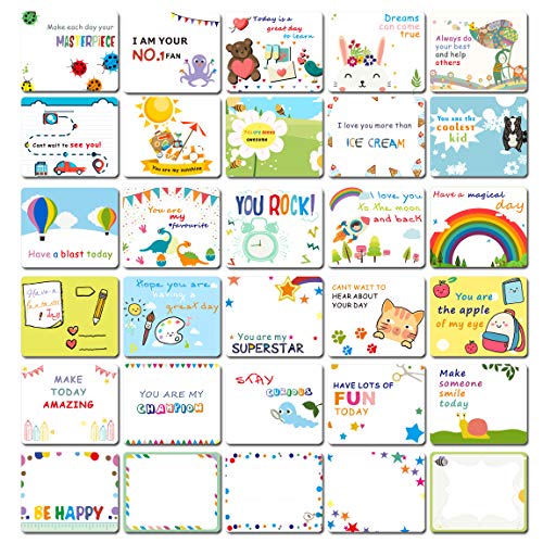 Kids School Lunch Box Notes - 30 Inspirational Motivational Lunchboxes Greeting Card For Boys Girls, Affirmation Encouragement Fun Love note cards, Thinking of You/Encouraging Student Teens,D01