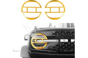 POETRYXIAO Bronco Headlight Guard Cover for 2021-2023 Ford Bronco,Headlight Lamp Trim Protector for Bronco Accessories (Yellow)