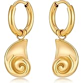 Trendy Shell Conch Earrings for Women - Gold Plated Summer Beach Earrings, Hypoallergenic Chunky Hoop Earring for Women, Summer Vacation Beach Jewelry Personalized Jewelry Birthday Gifts