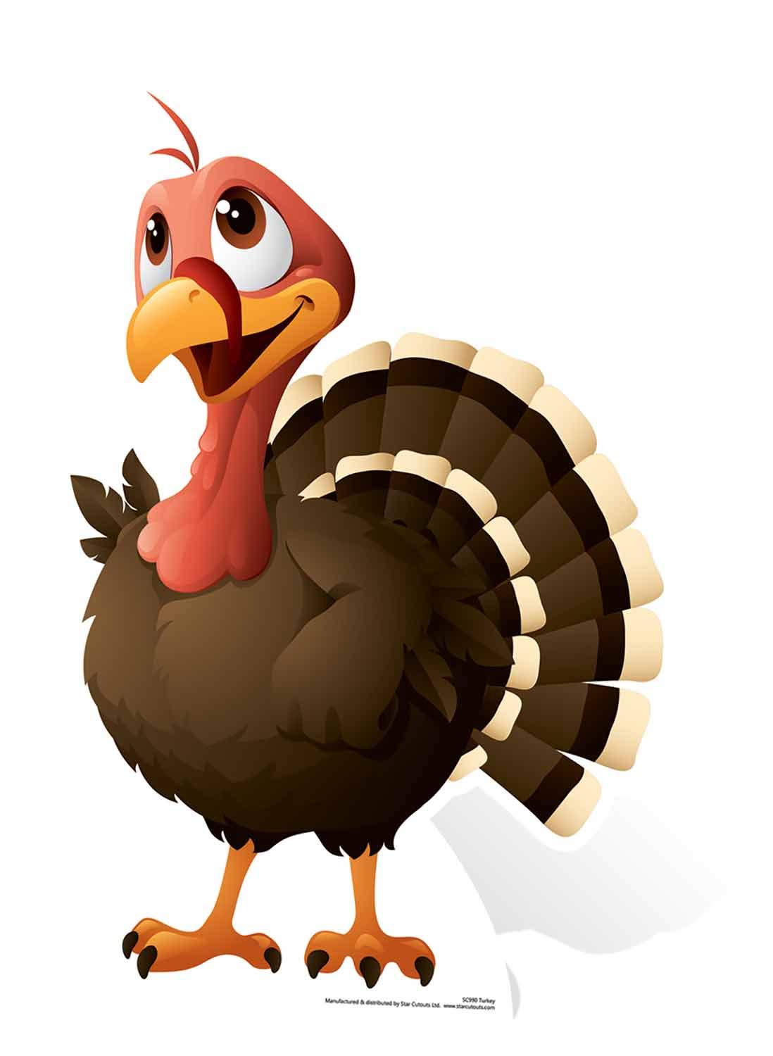Star Cutouts Ltd SC990 Turkey Cardboard Cutout/Stand Up/Standee Perfect for Children's Christmas Decorations, Parties and Events Height 60cm, Multicolour