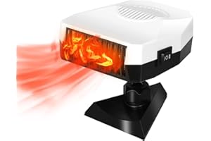 Qdreclod 2 in 1 Portable Car Heater or Fan 12V 150W Fast Heating and Cooling Car Defogger Car Defroster 3 Outlet Adjustable Thermostat Plug in Cigarette Lighter Heater