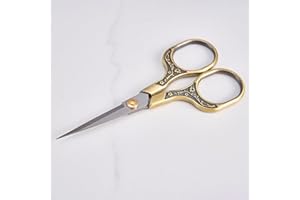 5 Inch Vintage Craft Scissors Ultra Sharp Precision Shears for Office Home School Sewing Fabric Hair Facial Beard Eyebrow Tri