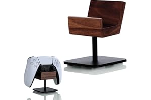 NIRVASH Walnut Controller Holder for Desk – Premium Wood Gaming Controller Stand for Xbox, PS5, PS4, Cool Gamer Gifts for Men, Husband, Boyfriend, Gaming Room Organizer(2 Pack)