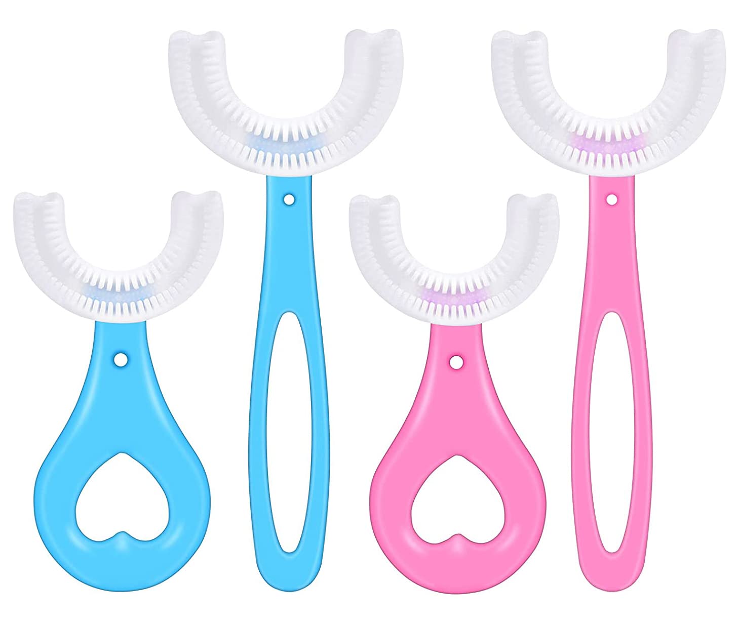 JOOTUEPO 4PCS Baby Toothbrush Children 360 Degree U-Shaped Child Toothbrush Teethers Soft Silicone Baby Brush Kids Teeth Oral Care Cleaning(Aged 2~12)