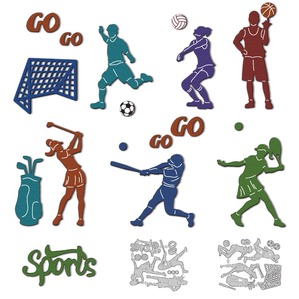DELORIGIN Sports Football Dies Cuts Carbon Steel Volleyball Cutting Dies Card Making Stencils Template for DIY Embossing Scrapbooking Craft Paper Greeting Card Festival Gift Album Paper Decor