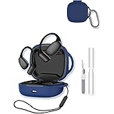 Case for Raycon Essential Open Earbuds,Soft Protective,BOVUGAC Silicone Case Cover with Keychain & Cleaning Kit & Lanyard for Raycon Essential.-Blue